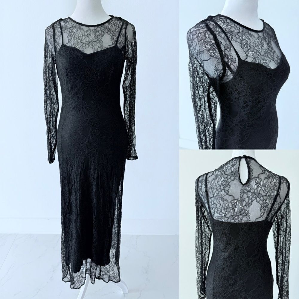 Zara Lace Overlay Maxi Dress Sz XS